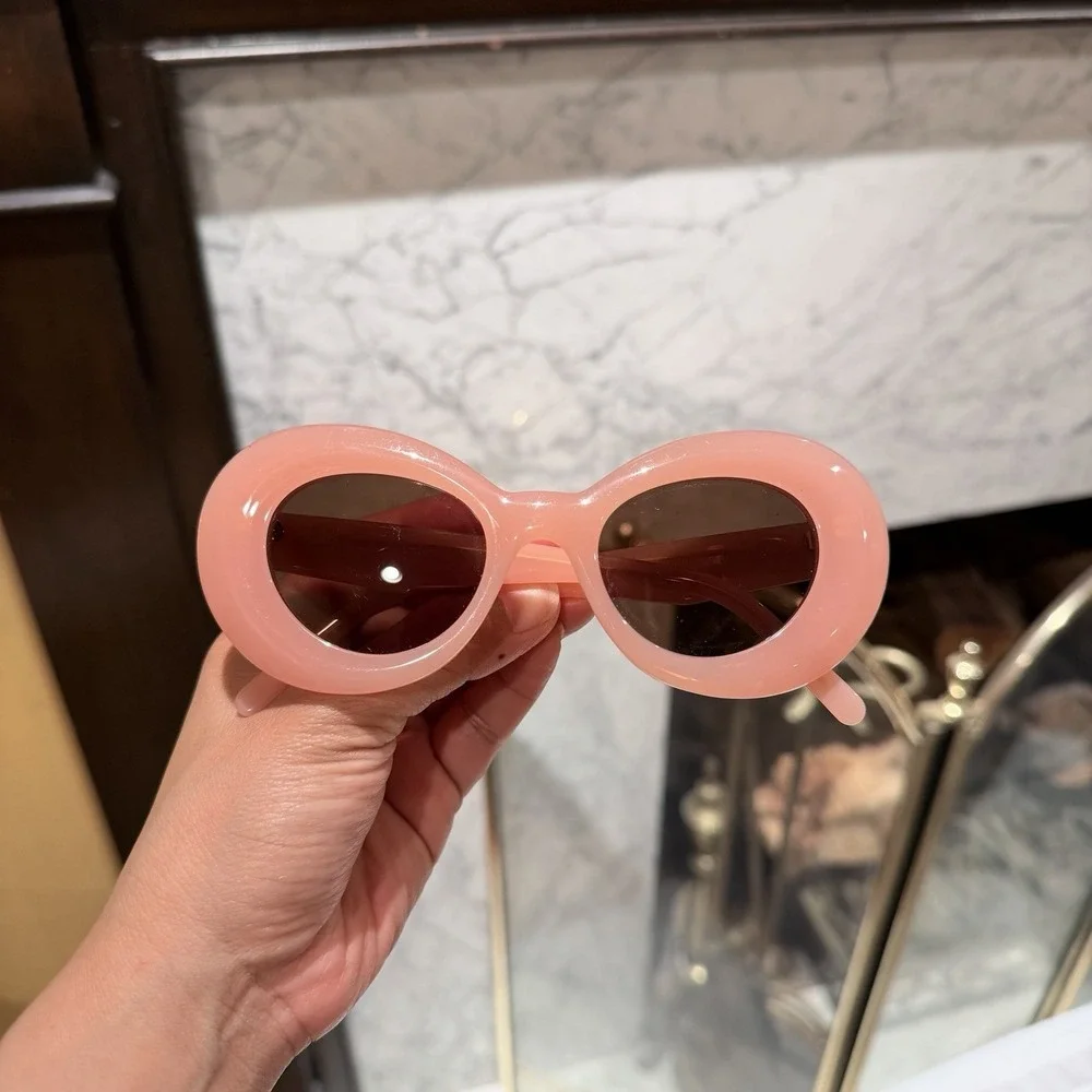 Loewe LW40112I 72E Curvy Sunglasses Pink Brown Lens Oval Butterfly Italy